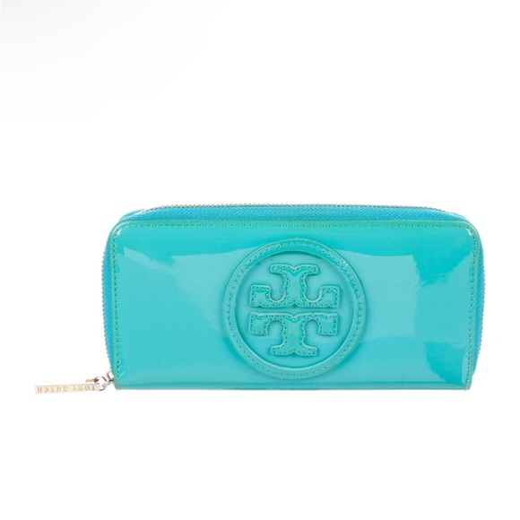Tory Burch Bags Tory Burch Sky Blue Patent Leather Long Zip Around